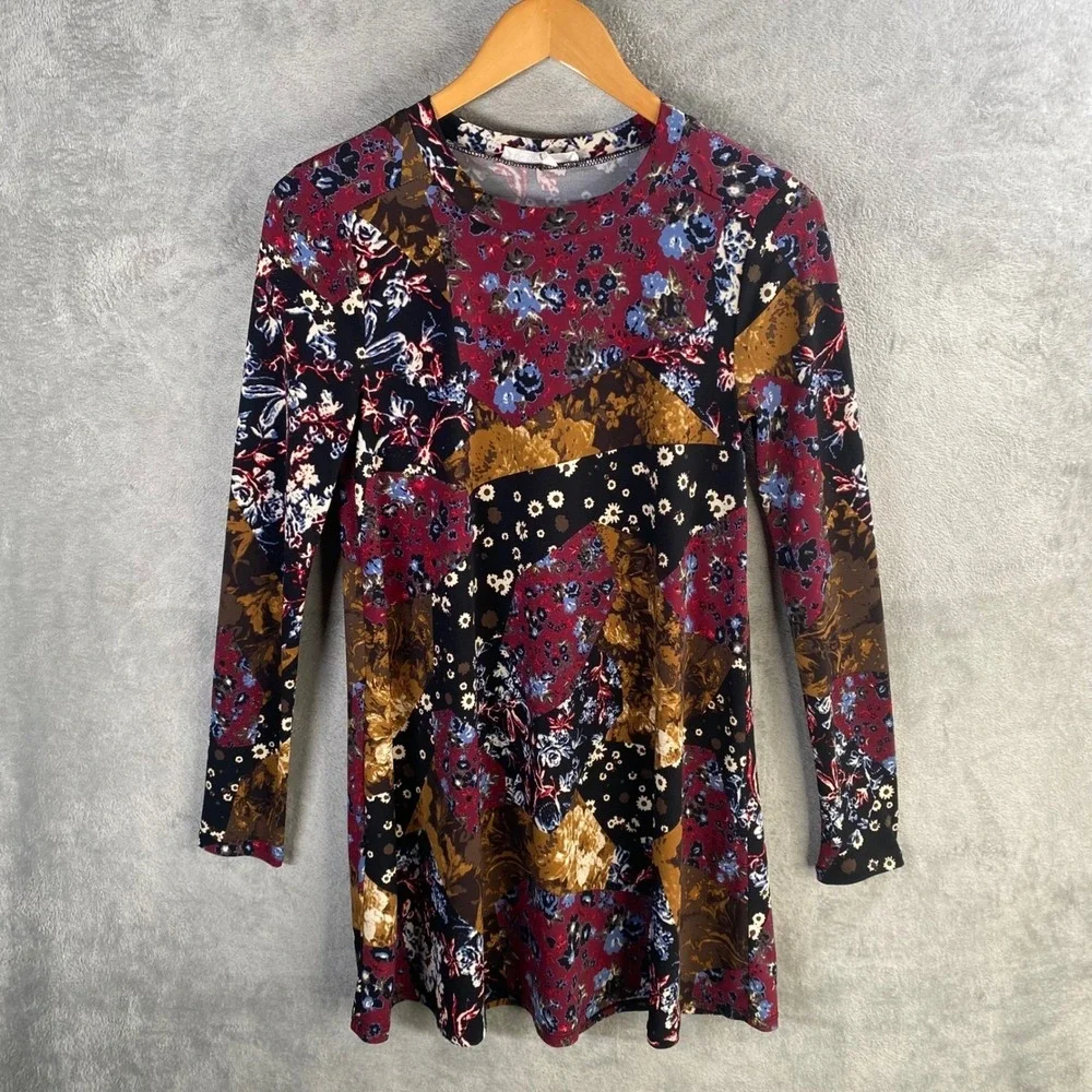 BCBGeneration Tunic Dress XS Patchwork‎ Whimsigoth Cottagecore Boho Mod Retro